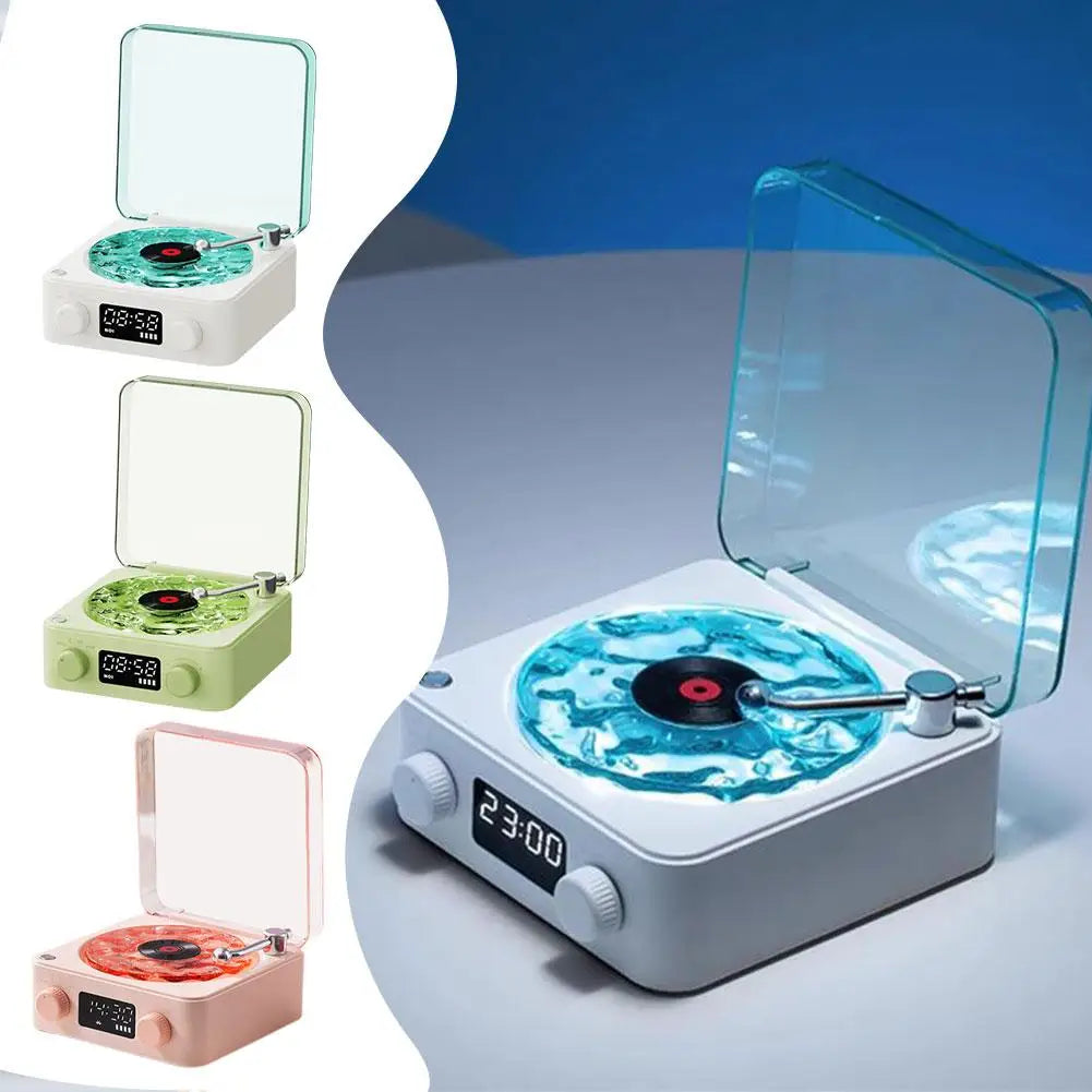 Wireless Portable The Waves Vinyl Player Mini Portable Retro Sleep Aid Speakers Adjustable RGB Lights For Bedroom Office